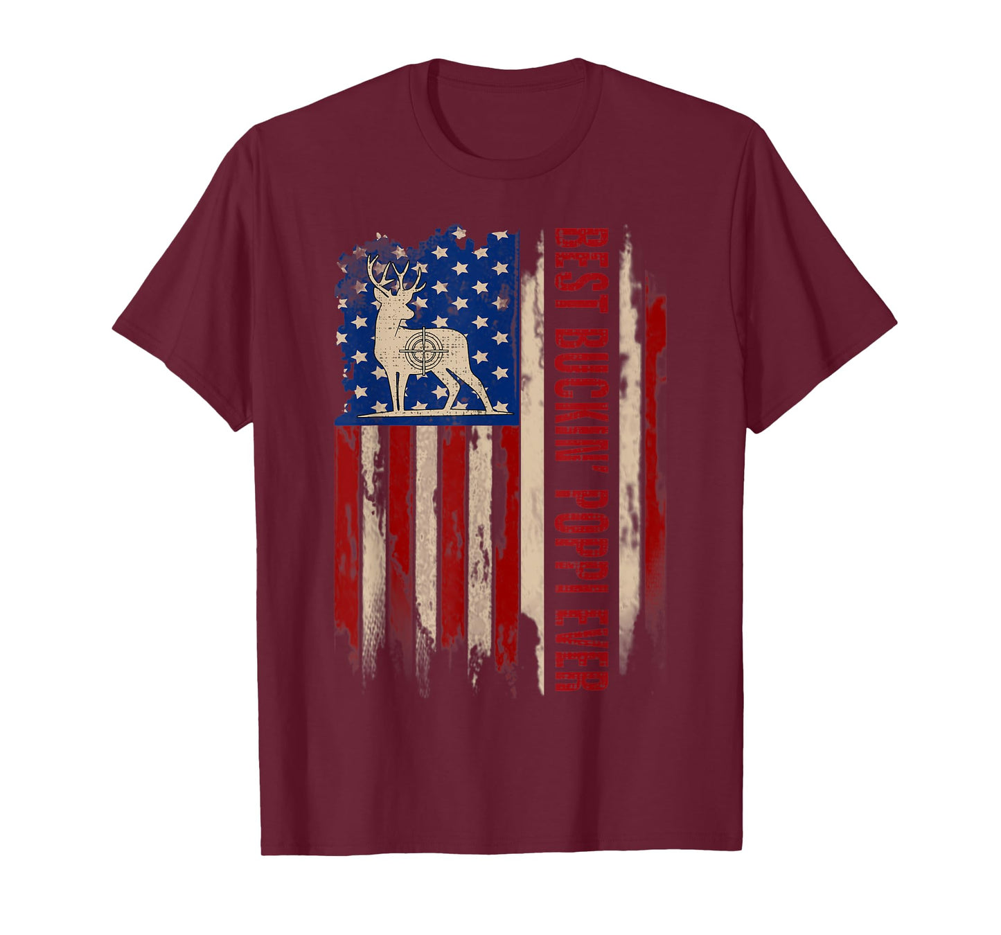 Best Buckin' Poppi Ever American USA Flag Deer Hunting Gift T-Shirt