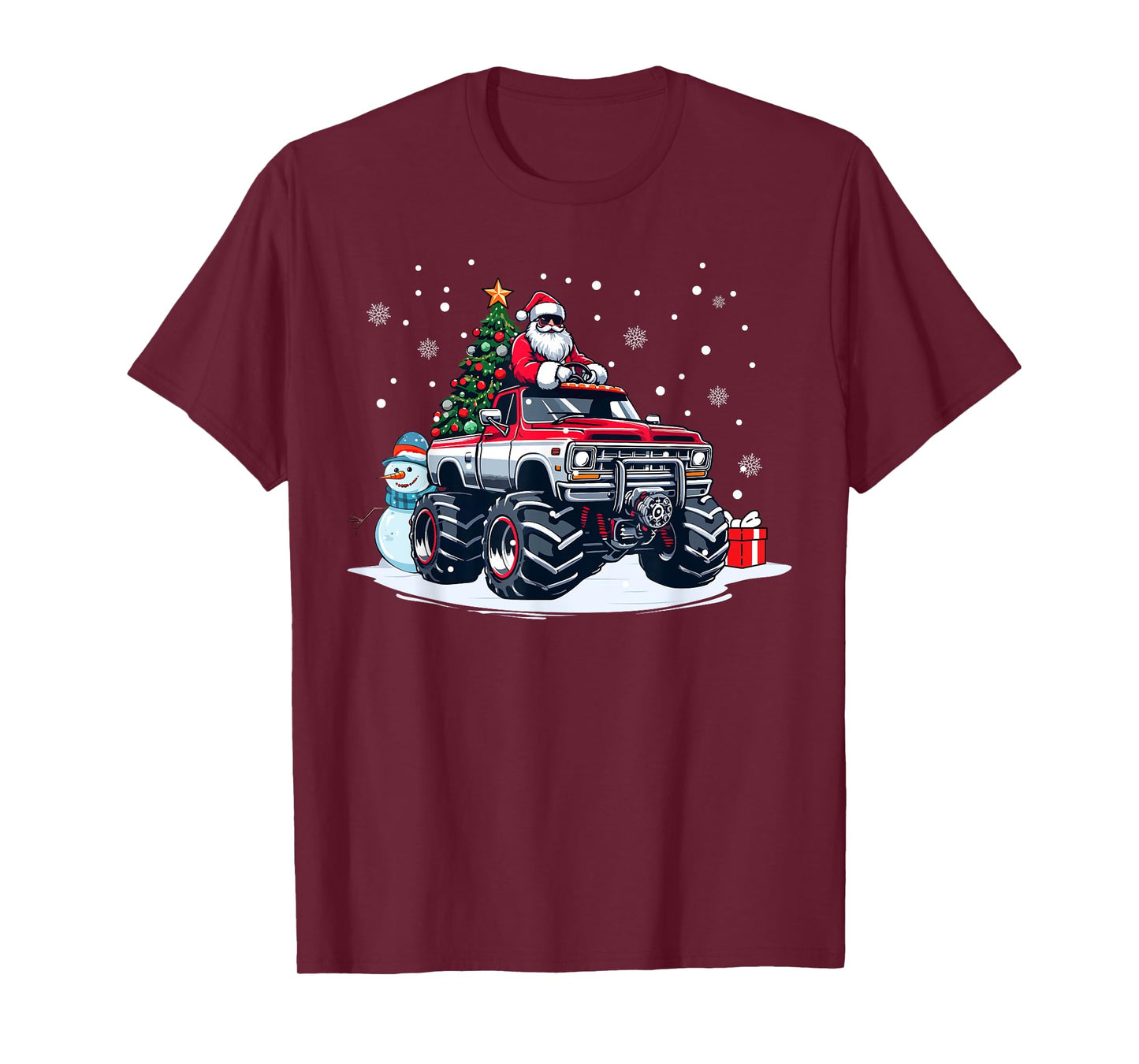Funny Christmas Santa Monster Truck Youth Boys Kids T-Shirt