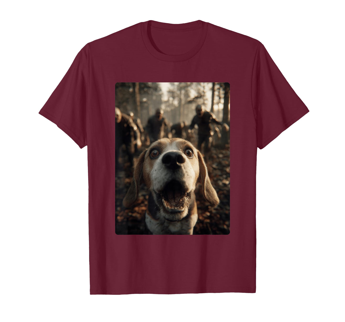Funny Beagle Selfie with Zombies Creepy Forest Halloween Dog T-Shirt