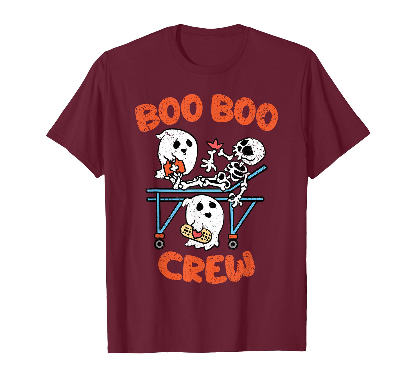 Boo Crew Halloween Costume Funny Skeleton Skull Nurse T-Shirt