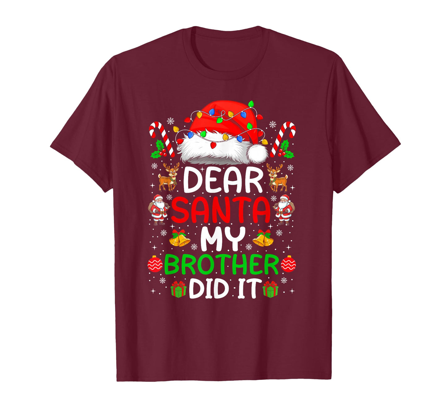 Dear Santa My Brother Did It Christmas Xmas Boys Girls Kids T-Shirt