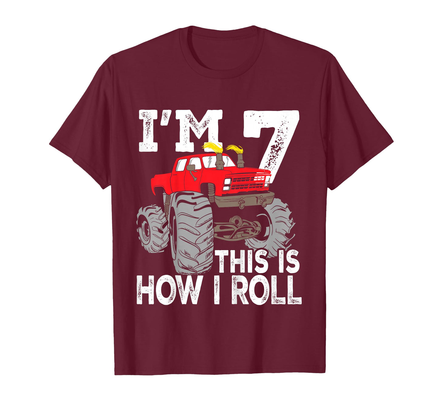 Monster Trucks 7th Birthday Party Shirt Seven Years T-Shirt