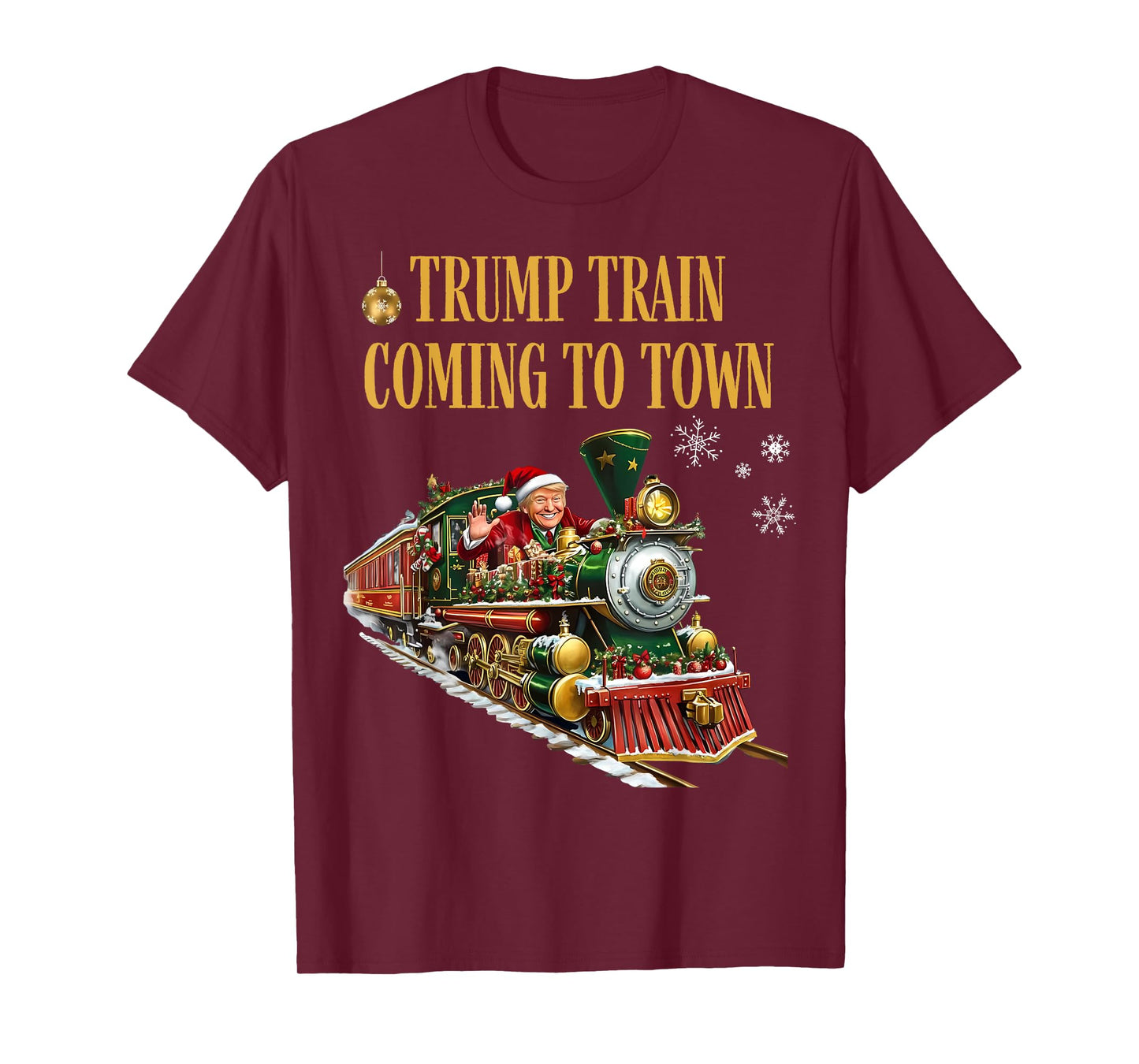 Trump Train Coming to Town Funny Christmas Santa Claus Trump T-Shirt