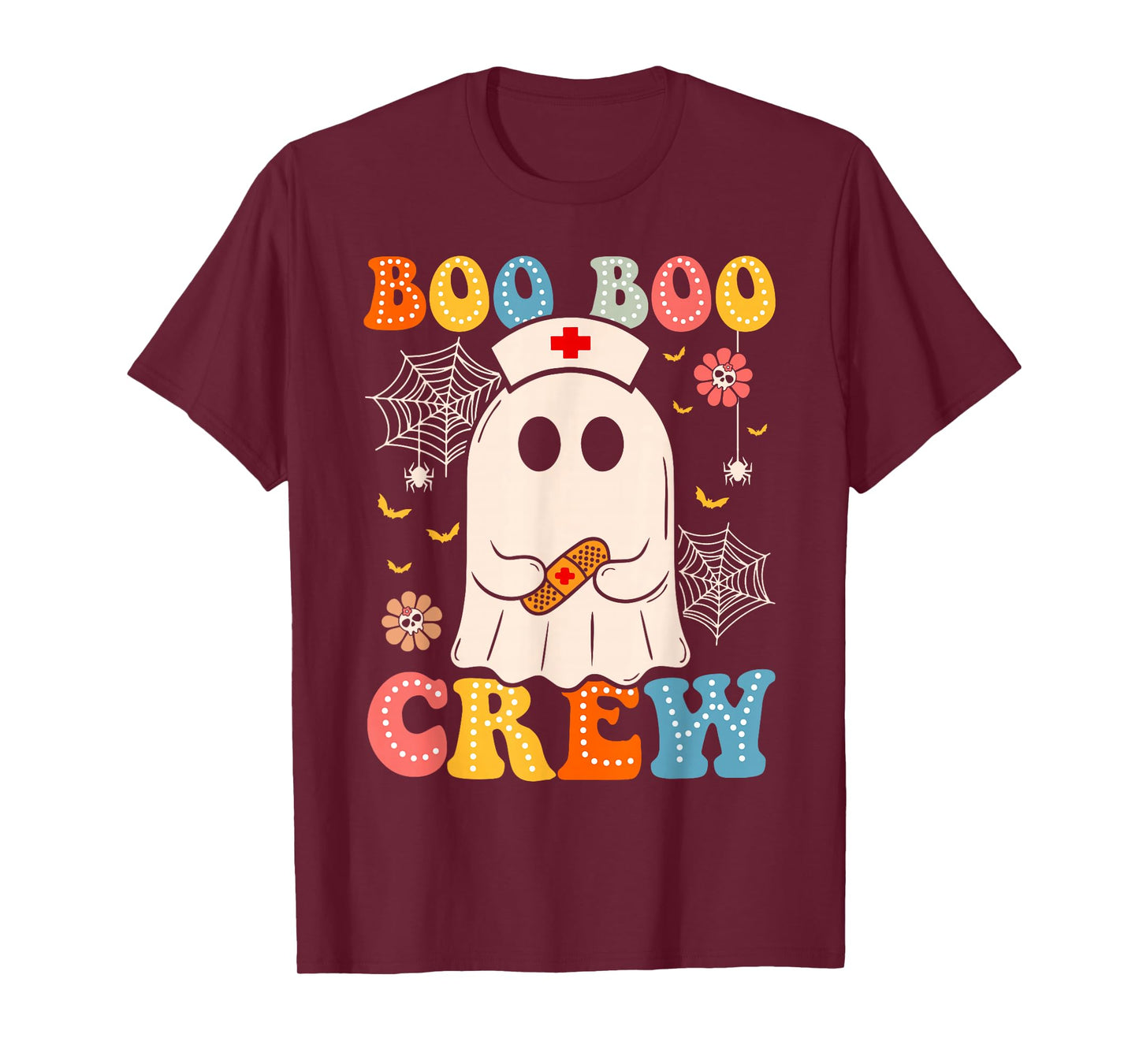 Groovy Retro Boo Boo Crew Nurse Funny Ghost Halloween Nurse T-Shirt