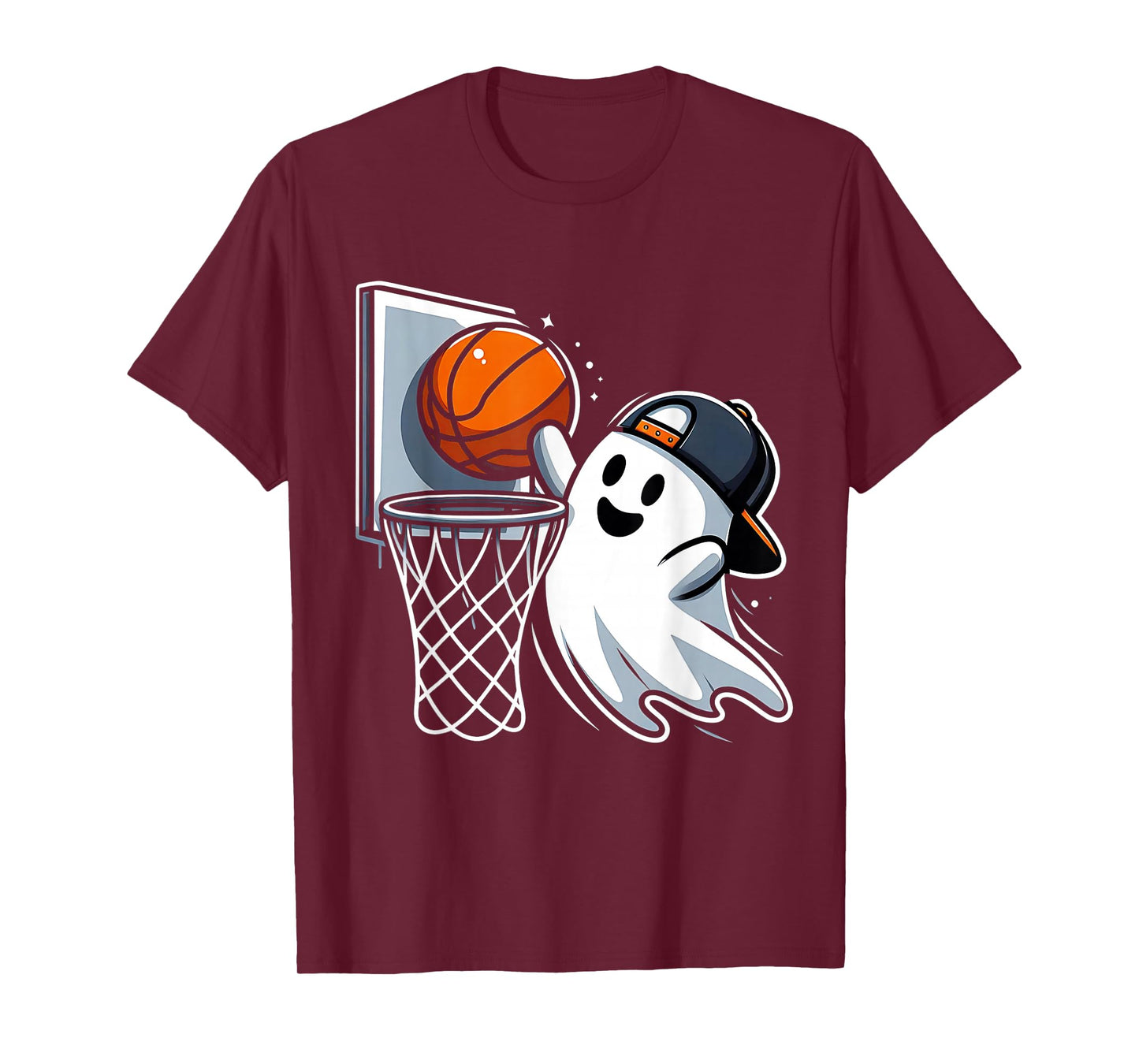 Ghost Basketball Dunk Ghost Playing Basketball Halloween T-Shirt