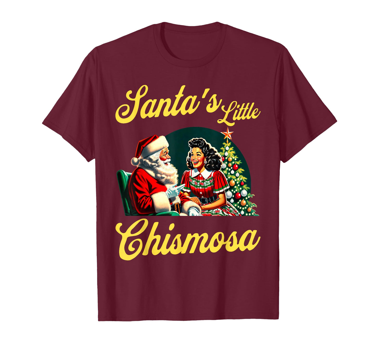Vintage Funny Santa's Little Chismosa Latin Girls Christmas T-Shirt