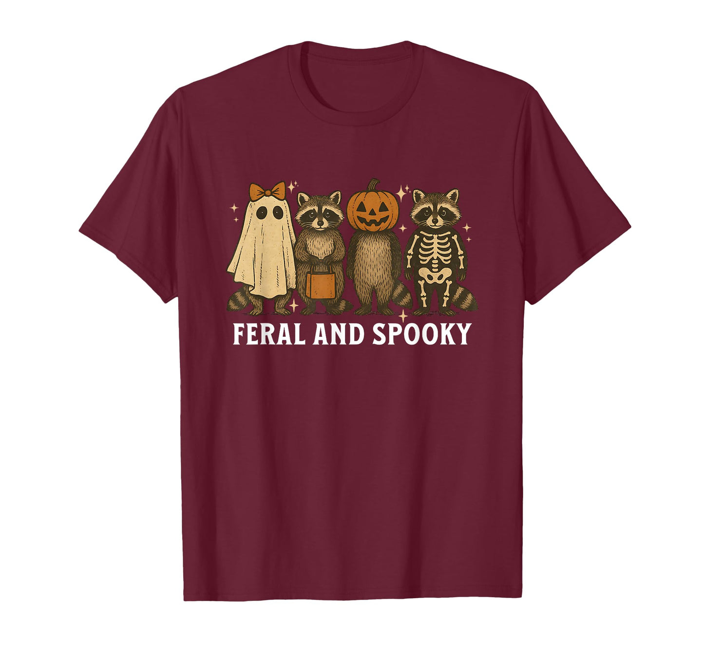 Spooky and Feral Raccoon Halloween Costume Trick Or Treat T-Shirt