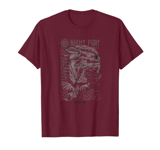DreamWorks Dragons Night Fury Sketch Toothless T-Shirt