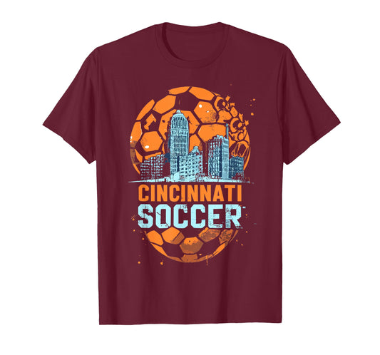 Cincinnati Soccer City Skyline Cool Cincy 513 T-Shirt