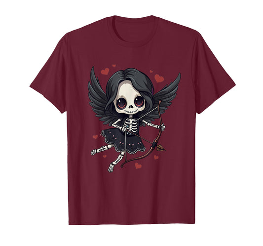 Gothic Anime Skeleton Cupid – Dark Valentine Kawaii Design T-Shirt