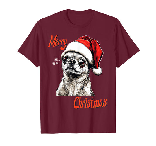 Chihuahua Santa Hat Merry Christmas Xmas Dog Lover Pajama T-Shirt for Men Women Kids