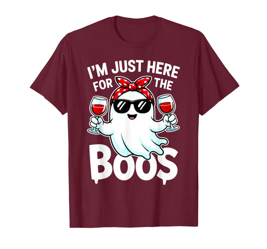 I'm Just Here for The Boos Halloween Women Ghost Cute Funny T-Shirt