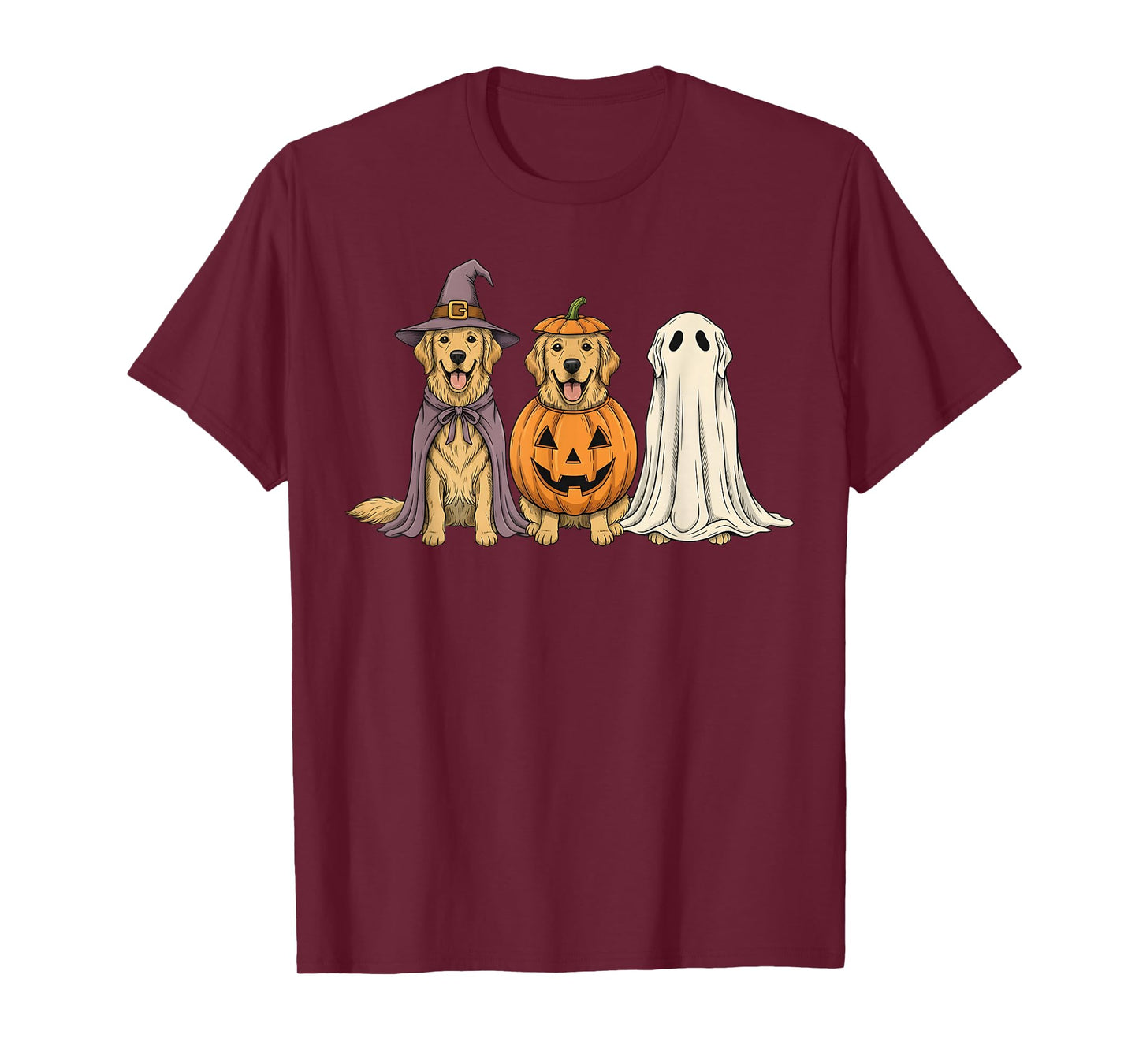 Spooky Ghost Golden Retriever Pumpkin Halloween Dog Lover T-Shirt