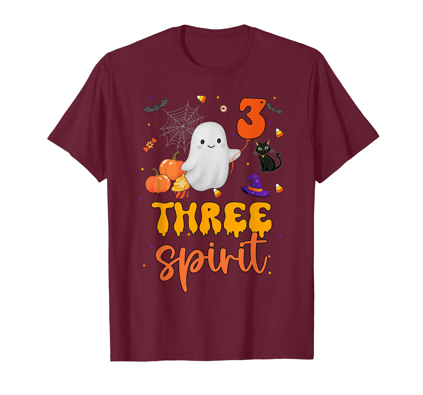 Three Spirit Ghost Pumpkins Cat Halloween 3rd Birthday Boy T-Shirt