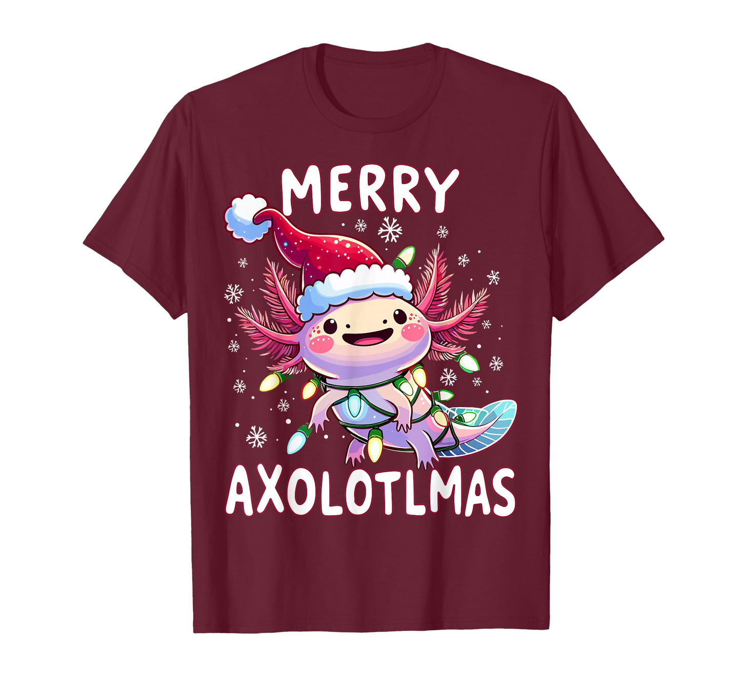 Merry Christmas Axolotl Lights Axolotlmas Tree Xmas T-Shirt
