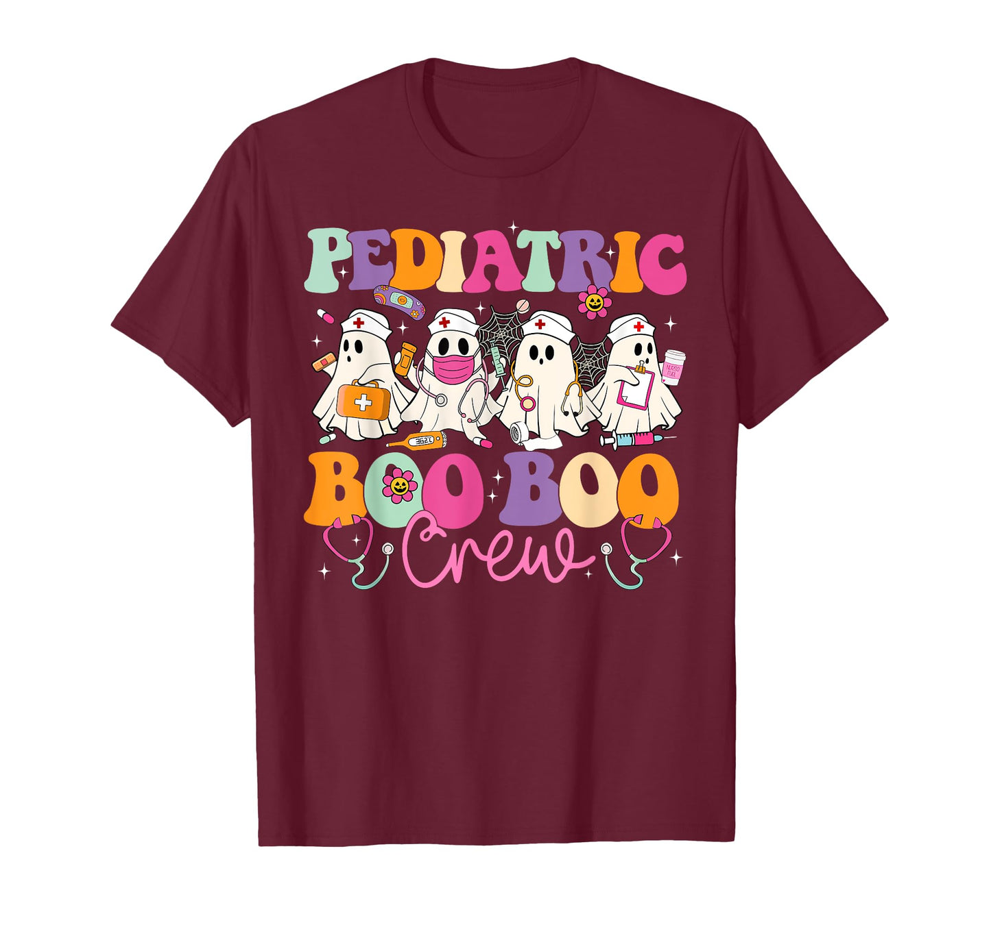 Pediatric Nurse Boo Boo Crew Ghost Nurse Halloween Costume T-Shirt