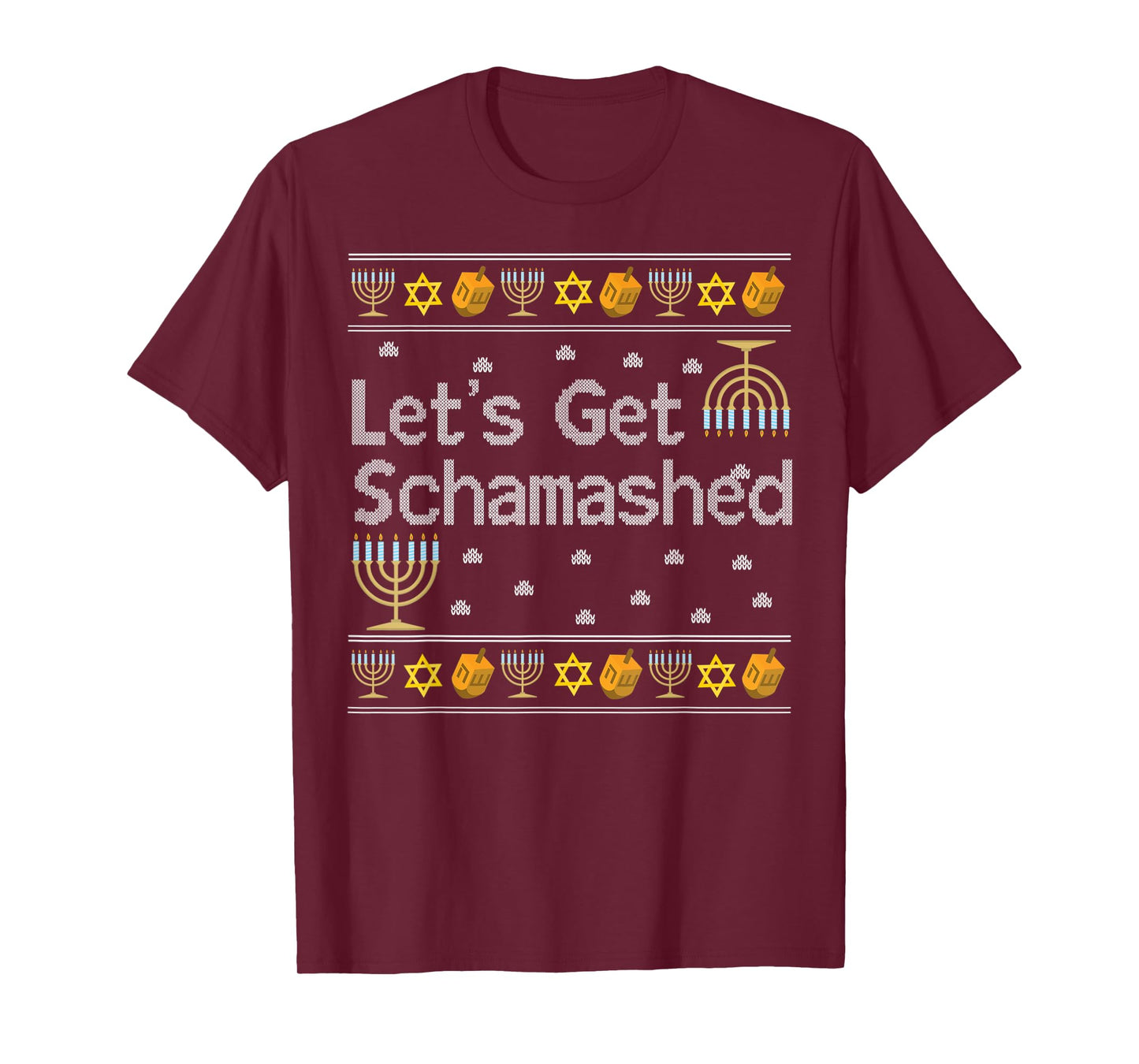 Let's Get Schamashed Hanukkah Drink Wine Jewish Jew Fun Gift T-Shirt