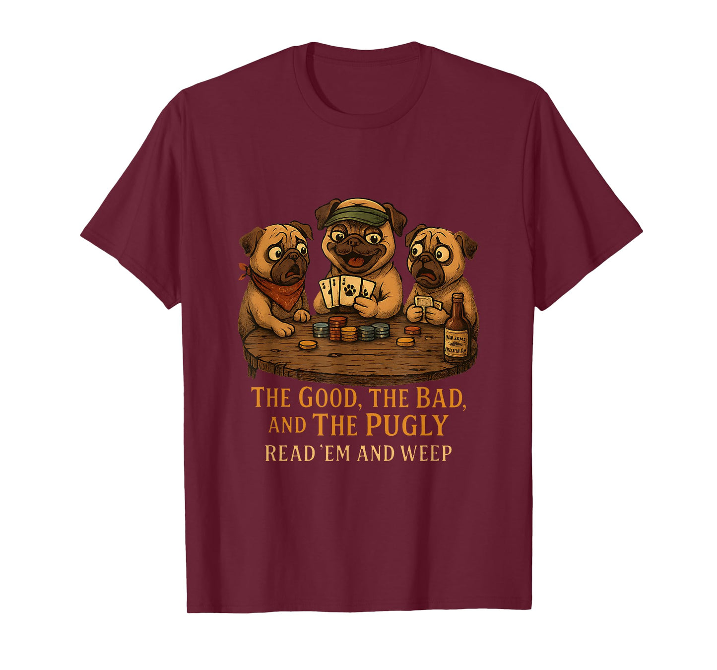 Cowboy Pug Funny Western Outfit Pug Cowboy Dog Costume Poker T-Shirt