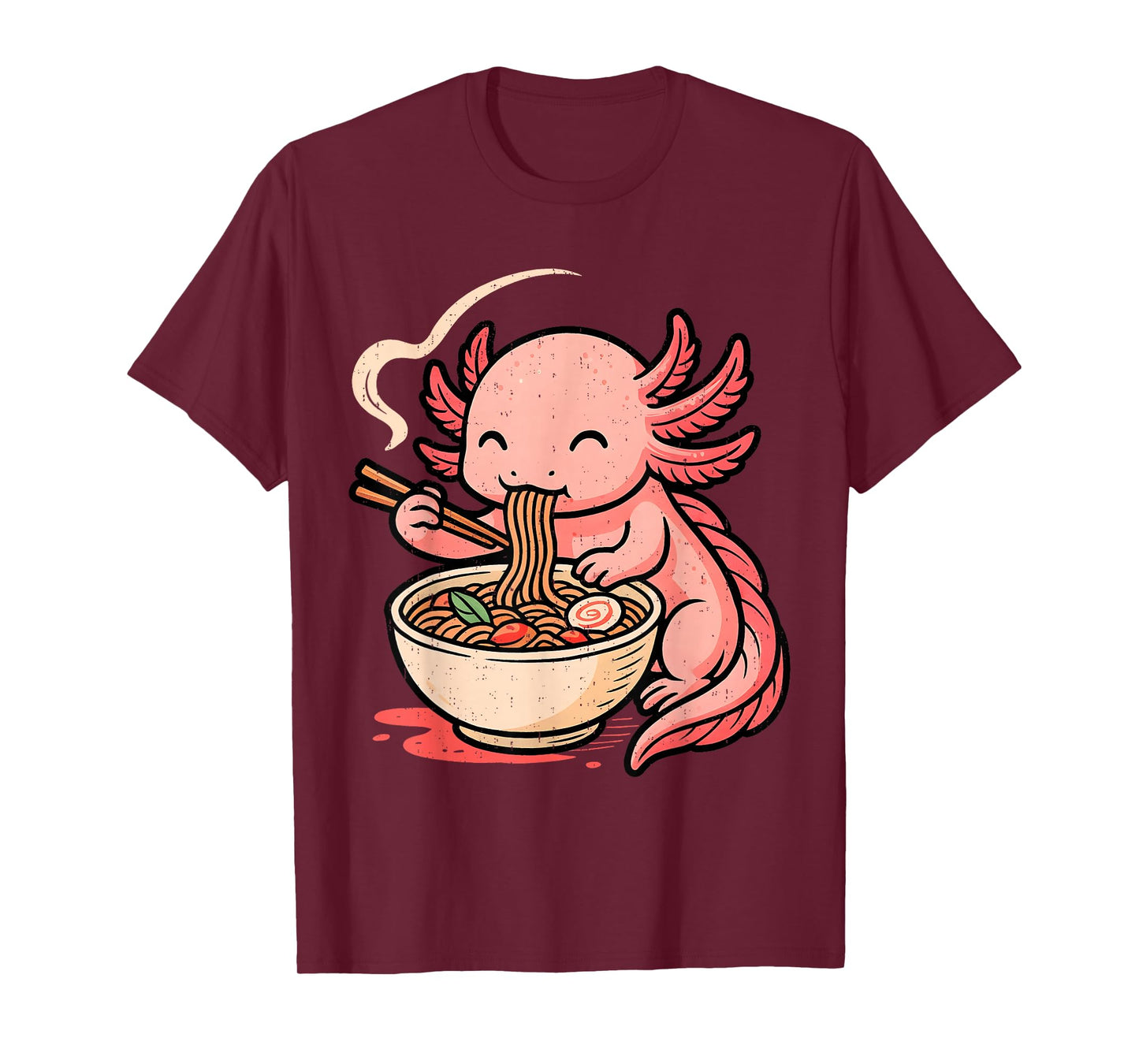 Funny Axolotl Noodle Anime Kawaii Animal Eating Ramen T-Shirt