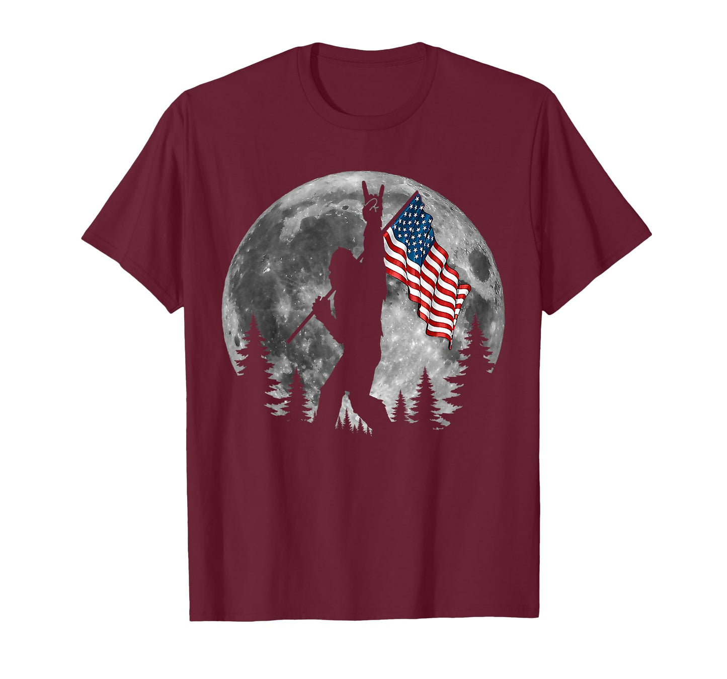 Bigfoot American Flag Sasquatch Patriotic 4th of July T-Shirt