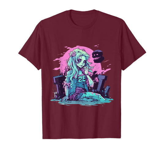 Anime Girl Zombie Halloween Costume Manga Otaku Women Kids T-Shirt
