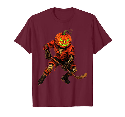 Zombie Hockey Player Costume Skeleton Ice Hockey Halloween T-Shirt