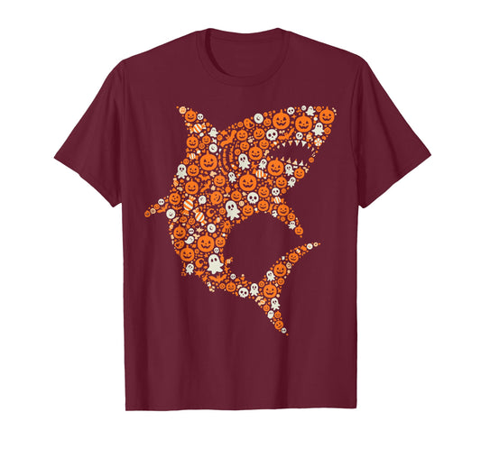 Halloween Sharks Lover Pumpkin Ghost Shark T-Shirt