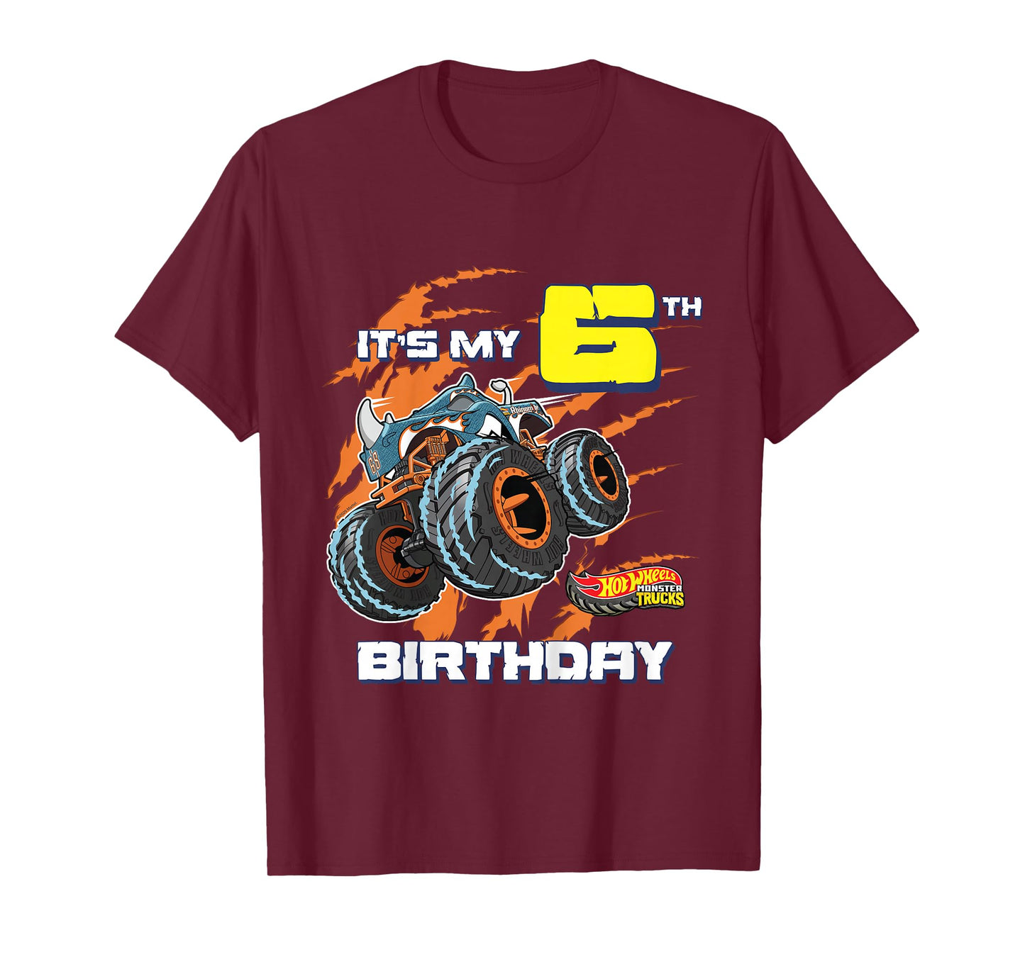 Kids Hot Wheels Monster Trucks - It's My 6th Birthday T-Shirt
