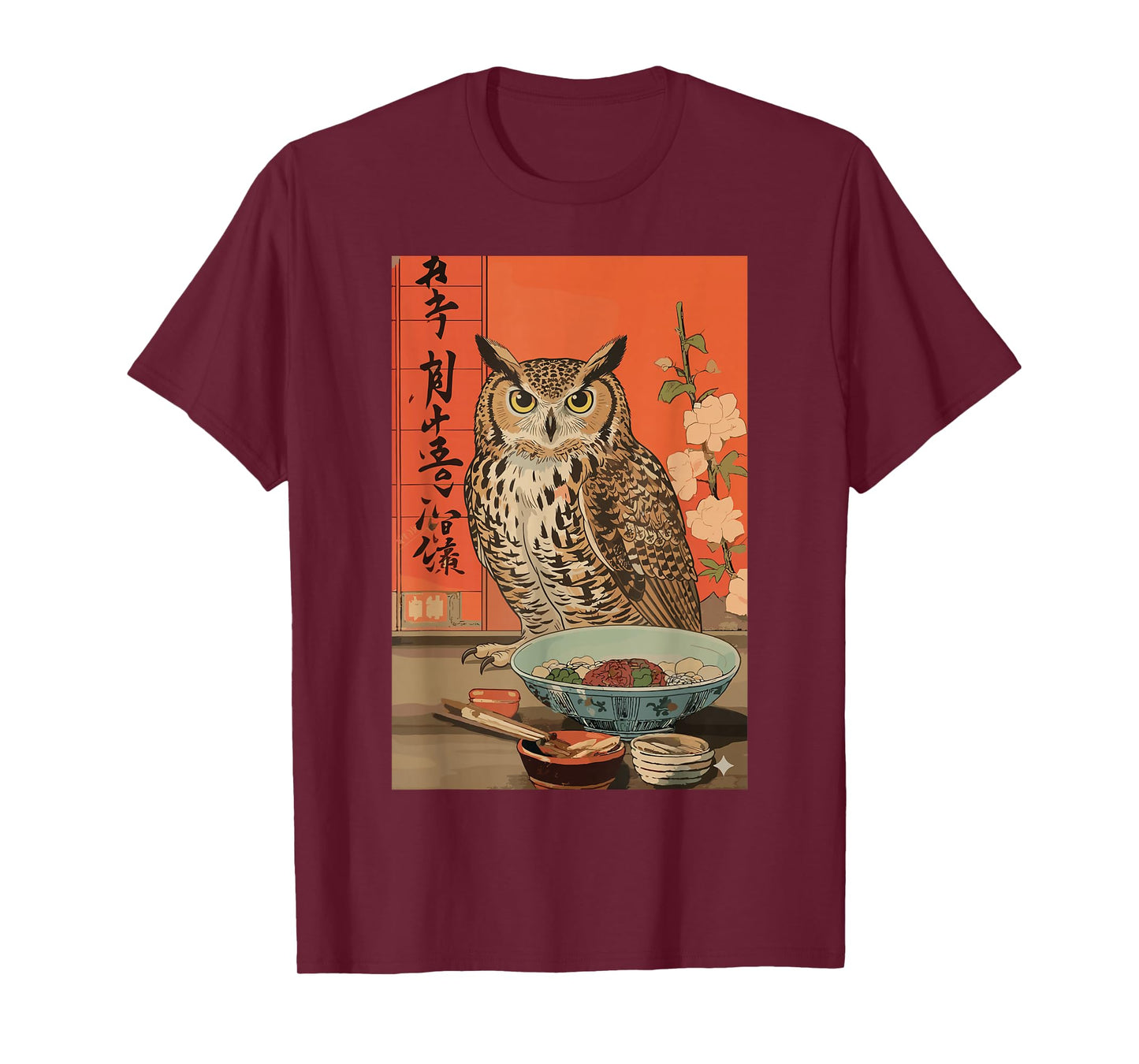 Funny Japanese Owl Ramen Kawaii Animal Anime Art T-Shirt