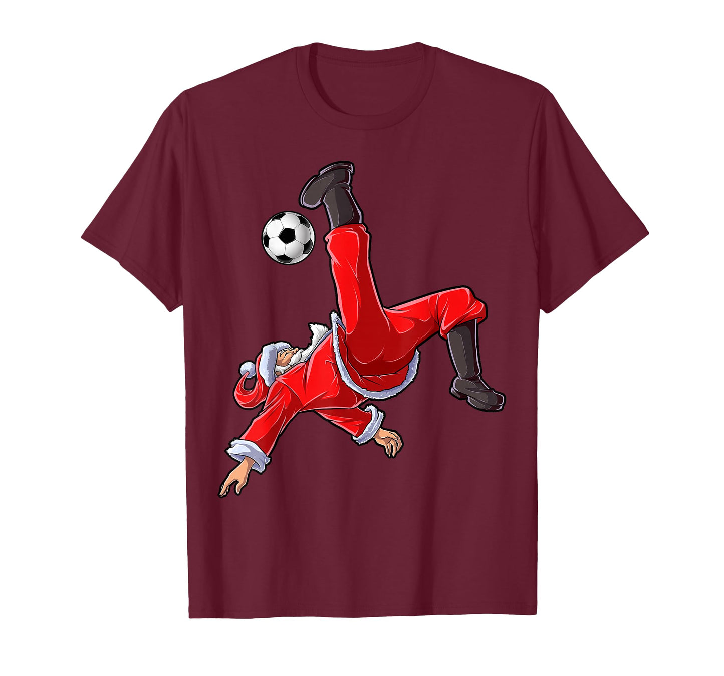 Christmas Santa Soccer Bicycle Kick Xmas Boys Men Ball Sports T-Shirt