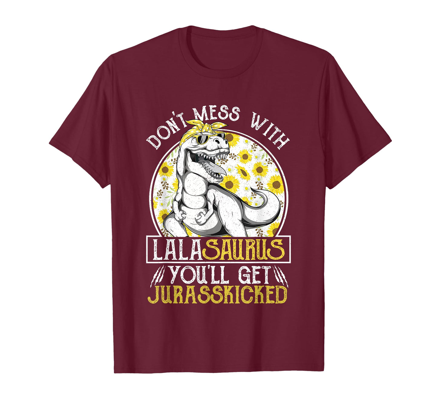 Lala Saurus Jurasskicked Sunflower T Shirt, Grandma T Rex T-Shirt