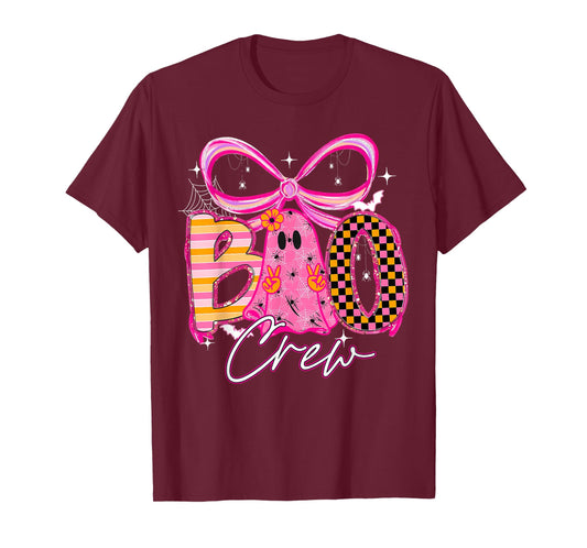 Boo Crew Cute Coquette Bow Ghost Halloween Women Kids T-Shirt
