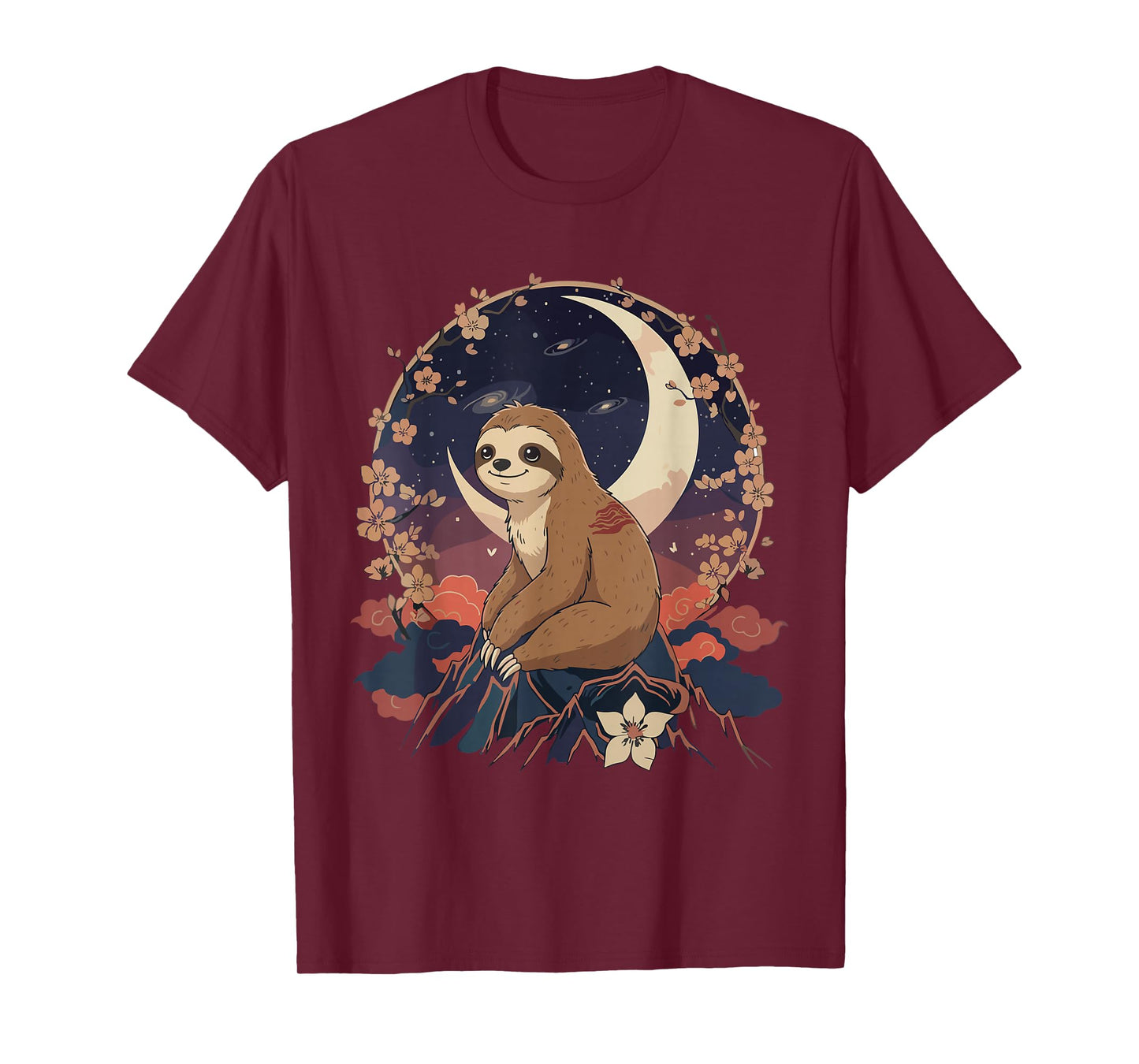 Kawaii Sloth Moon Japanese Anime T Shirts Men Women Kids T-Shirt