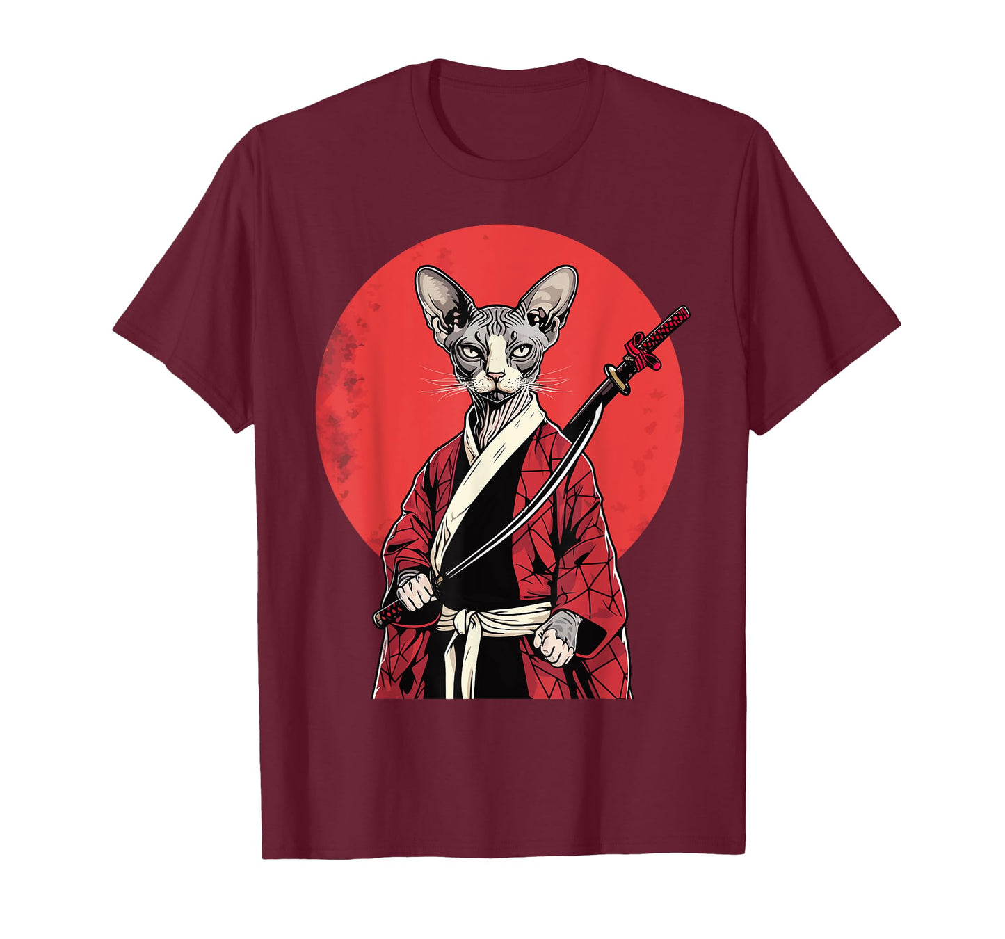 Samurai Cornish Rex Cat Japanese Kawaii Ninja Cat T-Shirt