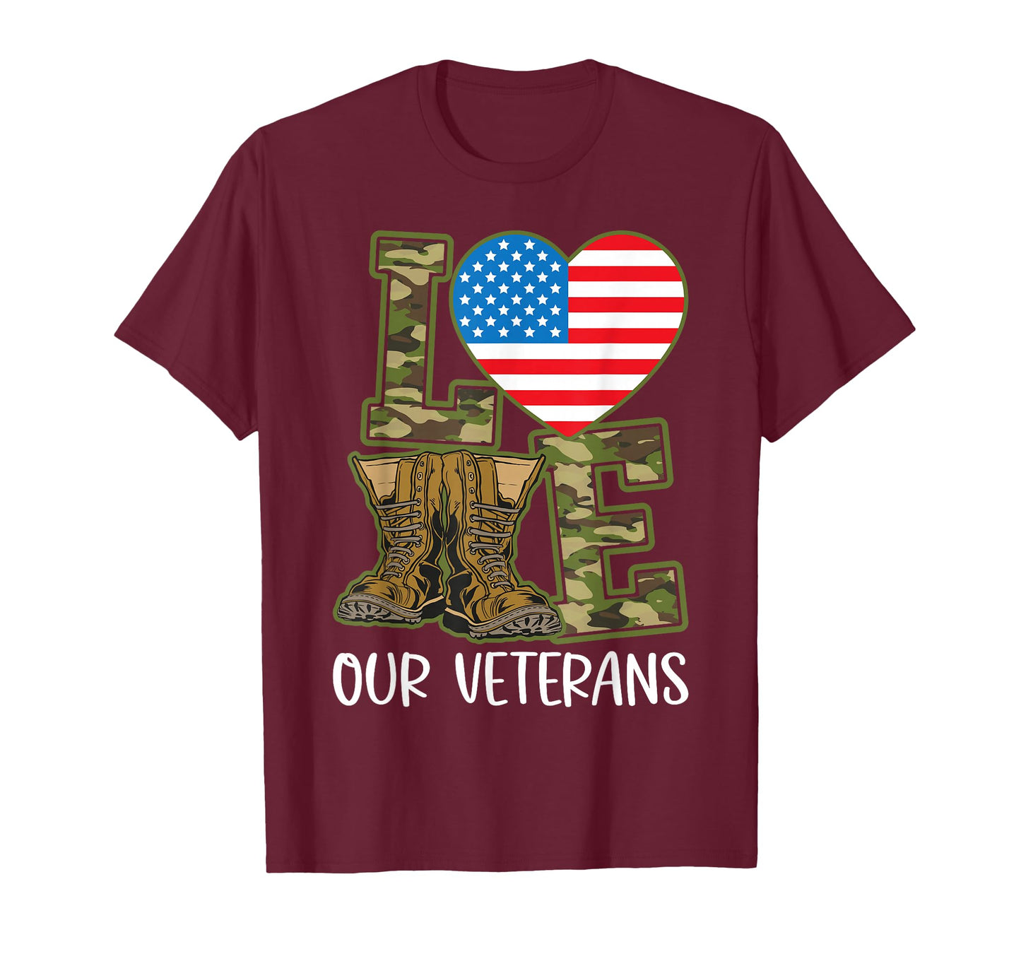 Love Our Veterans Day Proud Military US Flag T-Shirt