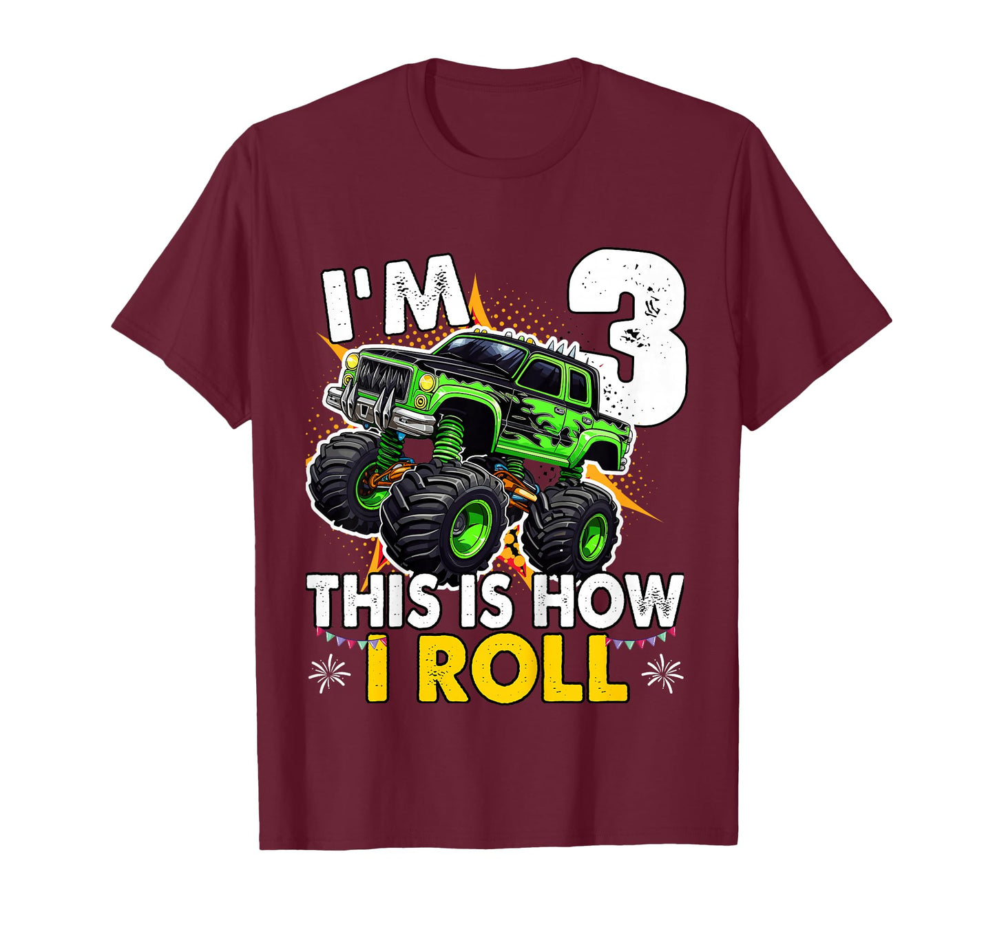 3 Year Old Monster Truck Birthday boy T-Shirt