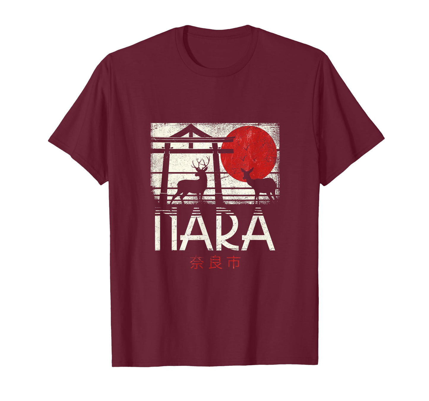 Japanese Sika Deer Nihon Nippon Torii Retro Nara Japan T-Shirt