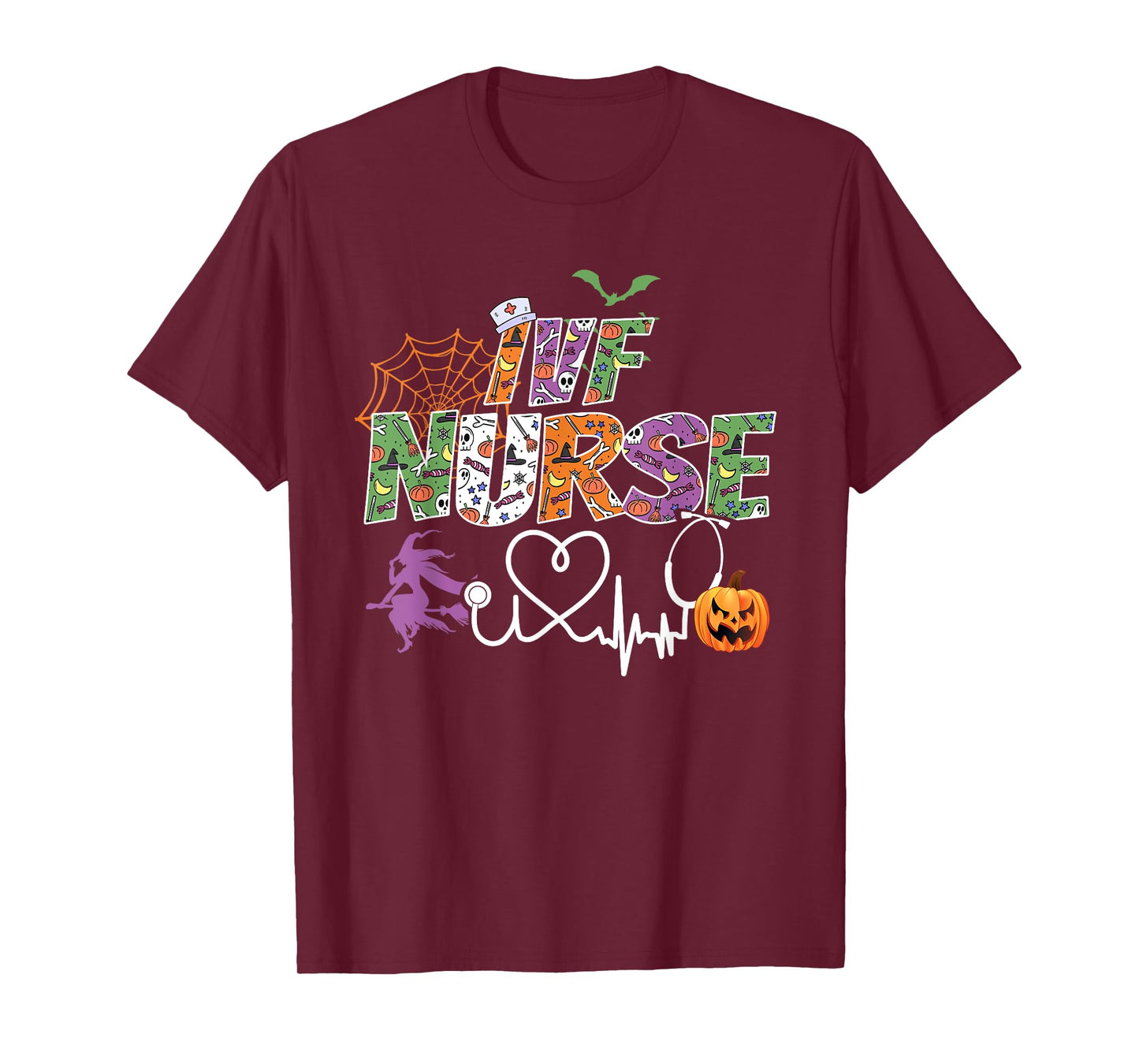 IVF Nurse Halloween Spooky Season Nursing Ghost Stethoscope T-Shirt