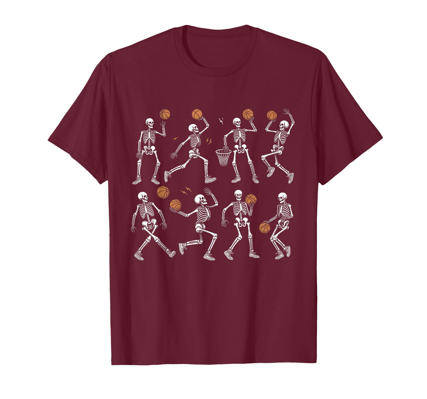 Halloween Basketball Skeletons Dunking Dribble Boys Kids T-Shirt