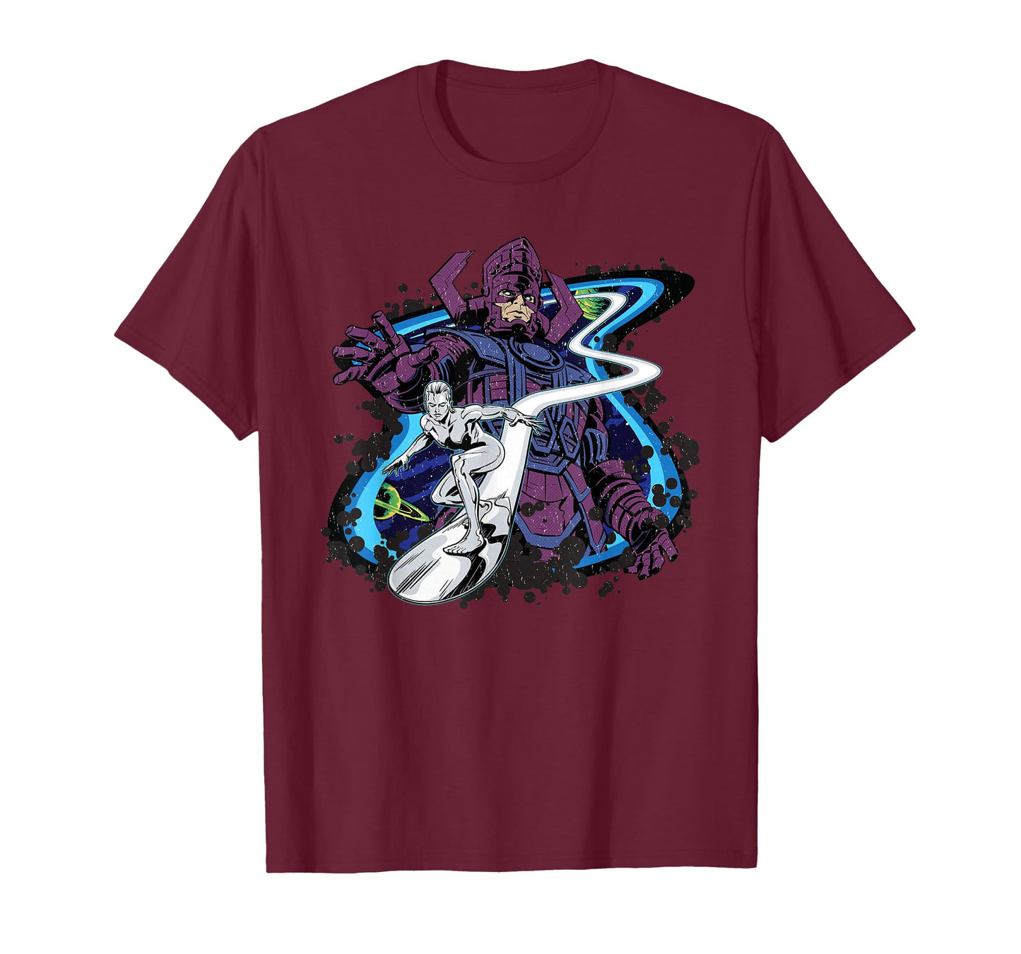 Marvel Silver Surfer and Galactus Retro Vintage Comic Style T-Shirt