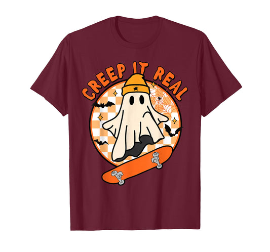 Vintage Retro Creep It Real Halloween Ghost Boy Fall Season T-Shirt