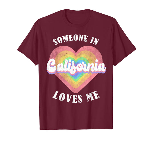 Someone in California Loves Me Heart Retro Groovy T-Shirt
