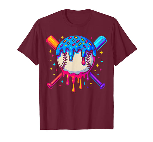 Baseball Drip Boys Ice Cream Drip Summer Sweet Baseball T-Shirt