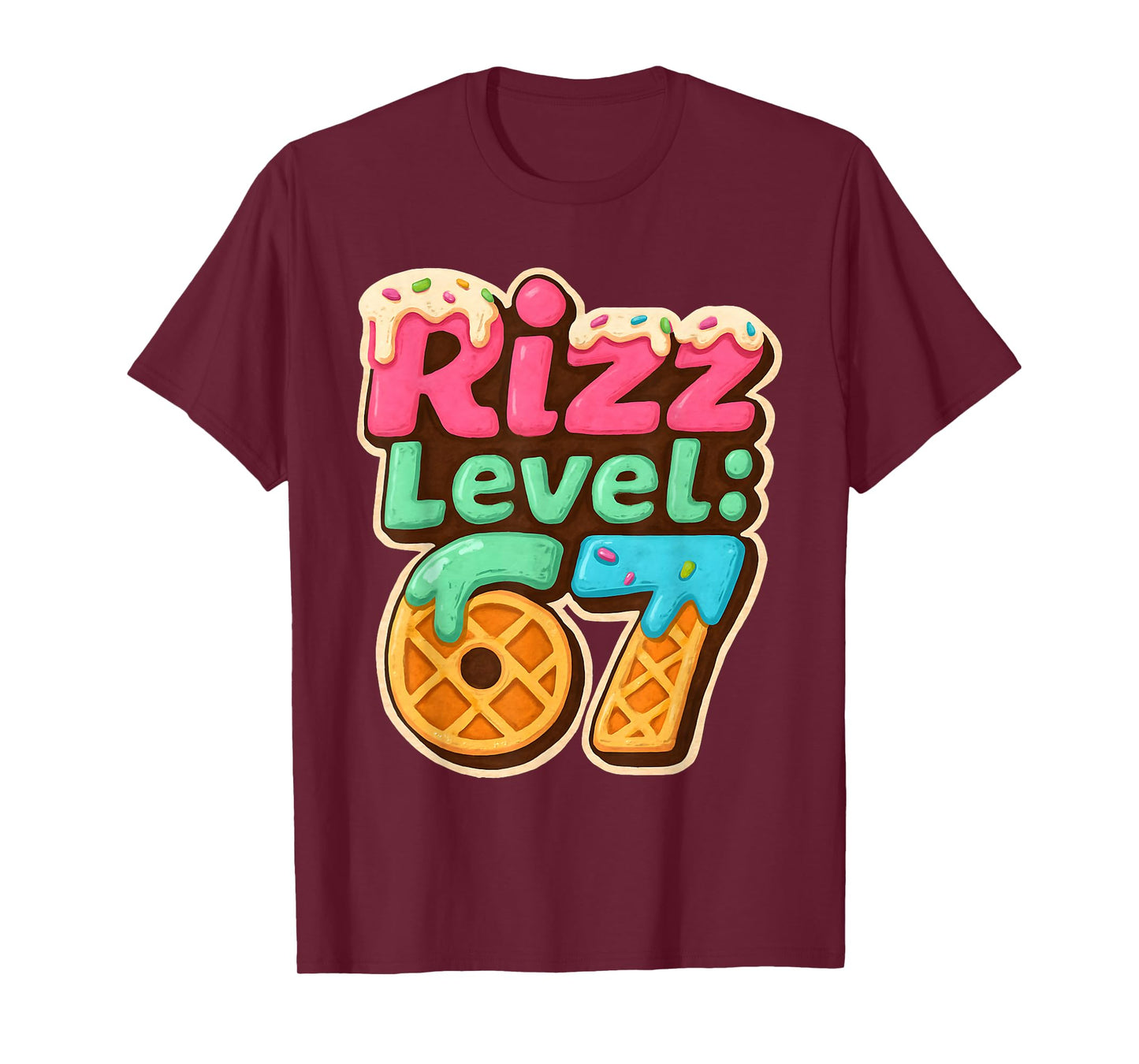 Funny Rizz Level 67 Ice Cream Gamer Style Graphic T-Shirt