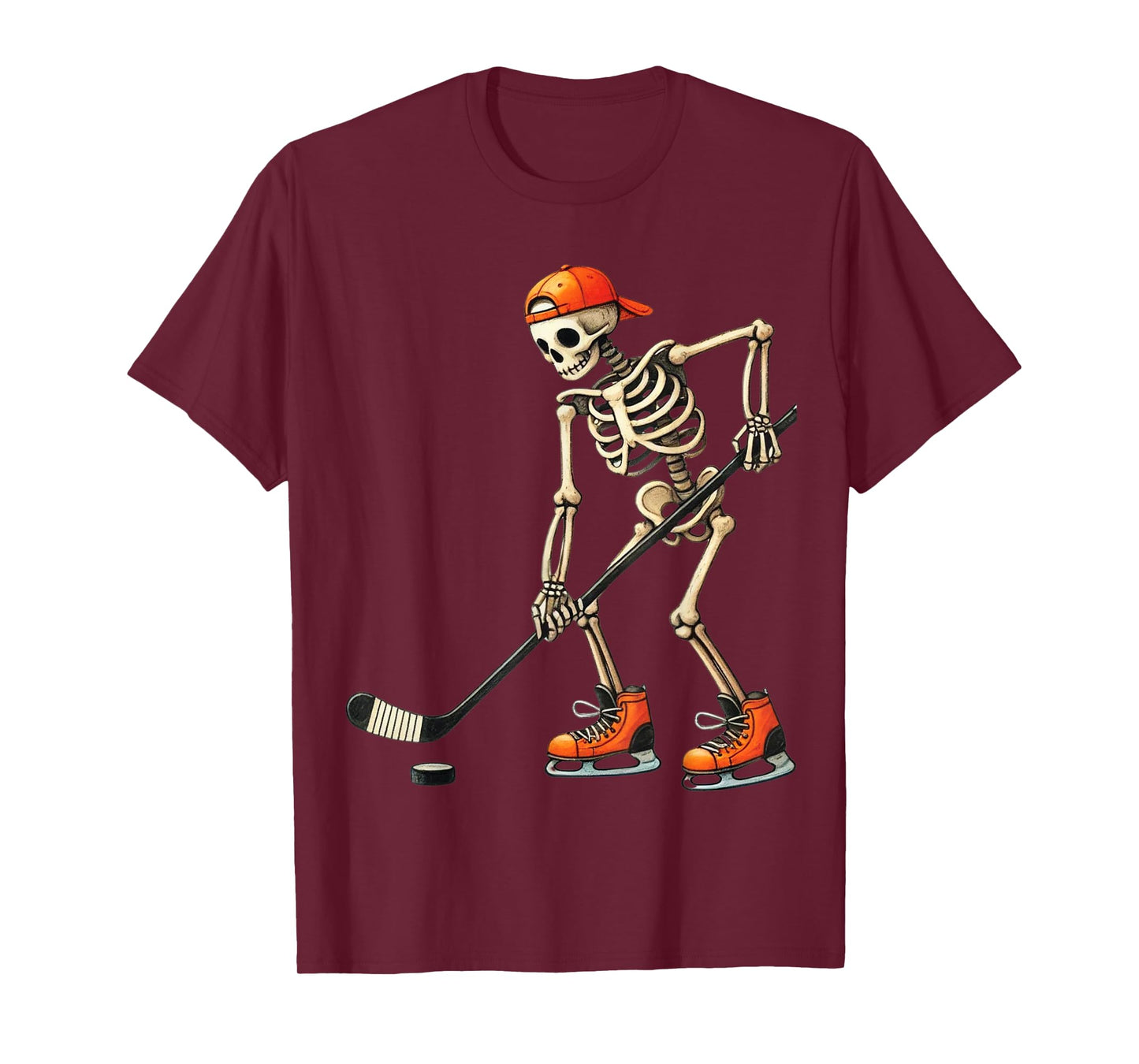 Skeleton Ice Hockey Halloween Costume Men Boys Kids Tee T-Shirt