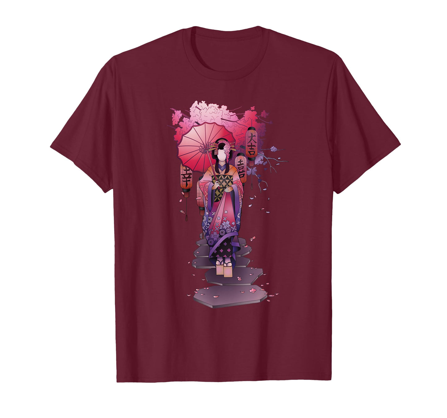 Vintage Japanese Kawaii Geisha Girl in Kimono Japan Art T-Shirt