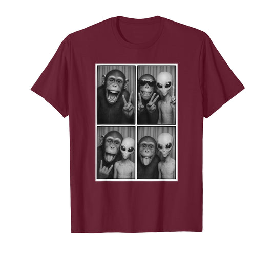 Funny Photobooth Monkey & Alien Selfie, Chimp Photo T-Shirt