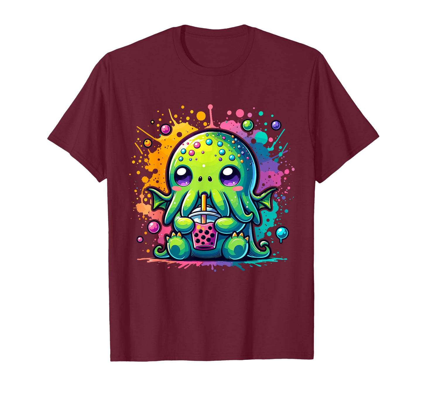Cthulhu Kawaii Anime Alien Bubble Tea T-Shirt