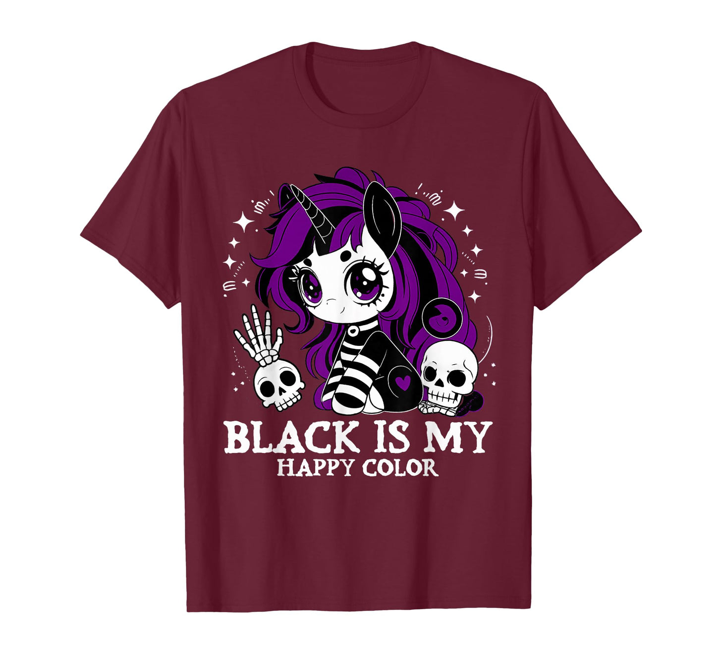 Black is My Happy Color Gothic Unicorn Emo T-Shirt