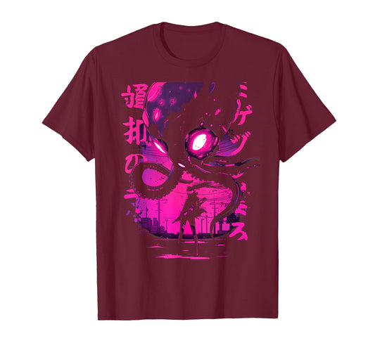 Cyberpunk Anime Girl Kaiju Octopus Manga Gothic Japanese T-Shirt